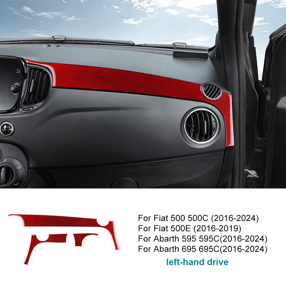 Real Soft Carbon Fiber Sticker For Fiat 500 500C/Abarth 595 595C /695 695C 2016 2017 2018-2024 500e 16-19 Car Instrument Strip