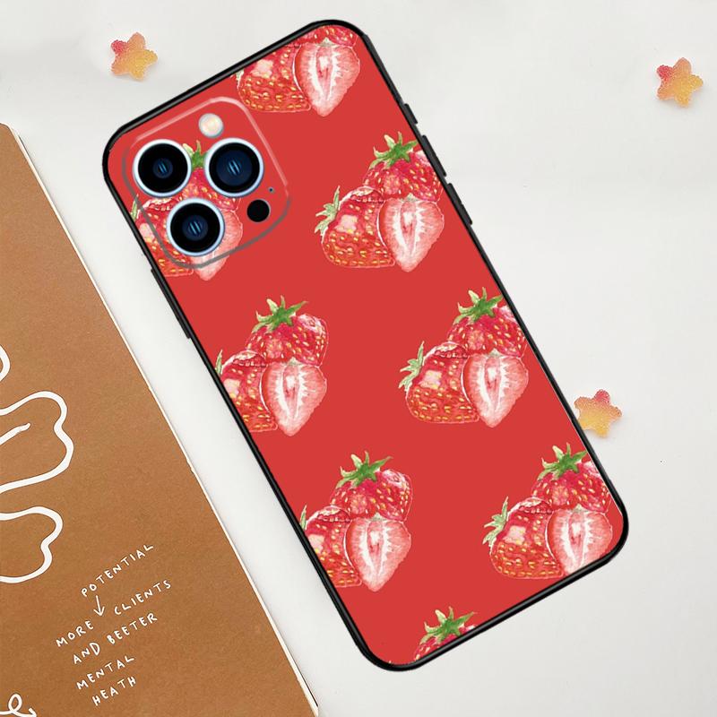 Чехол для телефона с клубникой для iPhone 17 Pro Max 14 11 15 16 Pro Max 12 13 mini 16 Plus 16e 17 Air Funda