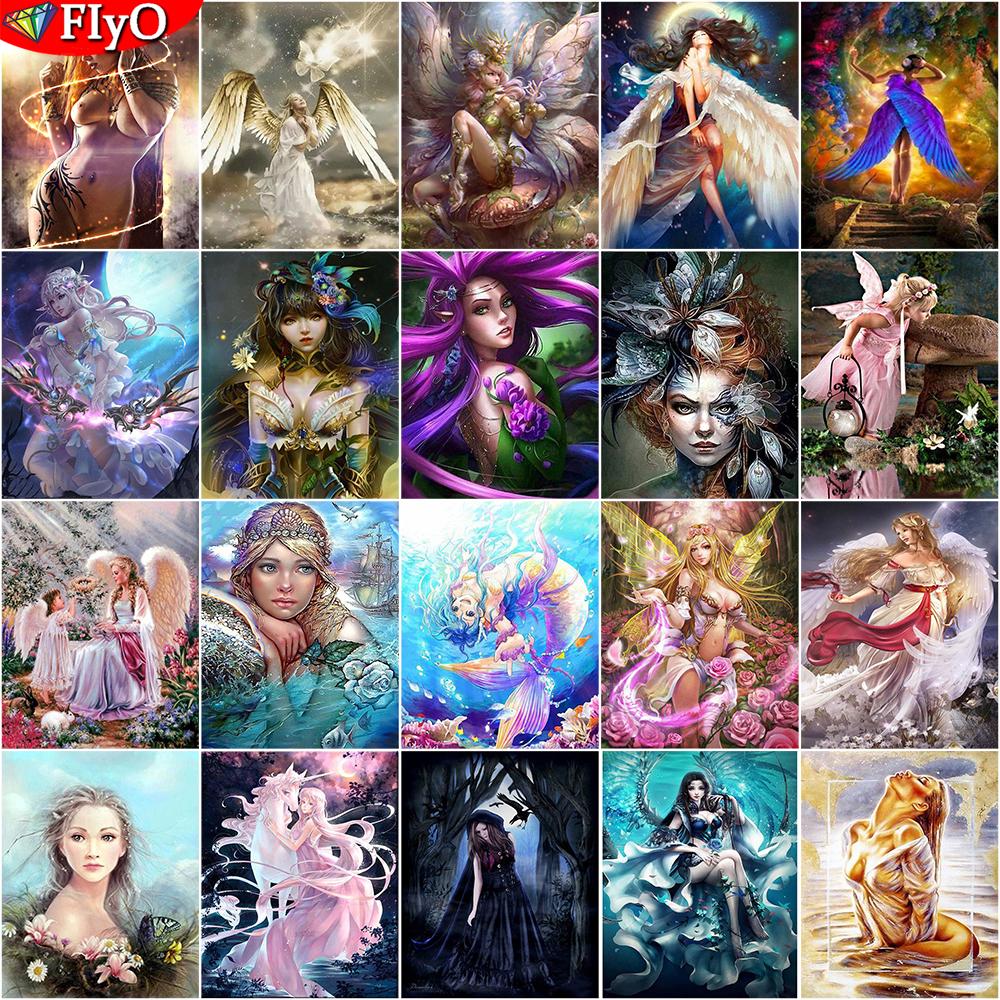 5D DIY Алмазная картина «Эльфы и ангелы», Новое поступление, Алмазная вышивка, цветок, вышивка крестиком, Алмазная мозаика, украшение для дома