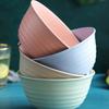 Nordic Colored Wheat Straw Bowls Circular Shatter Resistant Plastic Tableware Bowls For Household Use
