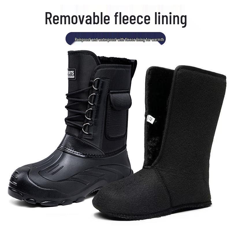Мужские водонепроницаемые теплые зимние ботинки больших размеров с бархатом и толстым хлопком для комфорта в холодную погоду
