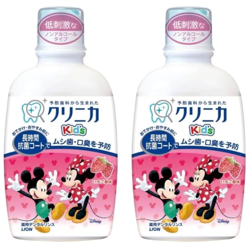 Bulk Purchase: Clinica Kid's Mouthwash/Rinse, Strawberry, 250ml x 2-Pack, Perfect for Bedtime Care, Cavity Prevention, and More.