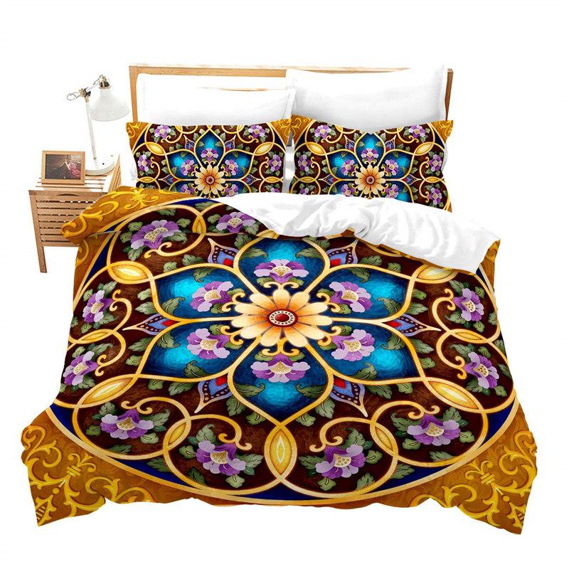 Богемный Мандала Пододеяльник Роскошный Экзотический Золотой Цветочный Комплект Постельного Белья Шикарный Анималистичный Олень Покрывало Кинг Для Девочек Взрослых Декор