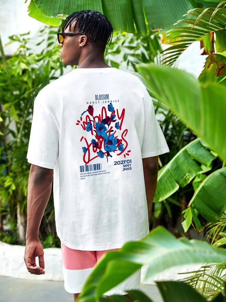 Harajuku Blue Blossom Unisexga Графические футболки для женщин Модные топы в стиле хип-хоп Y2k Летние повседневные хлопковые белые футболки с короткими рукавами