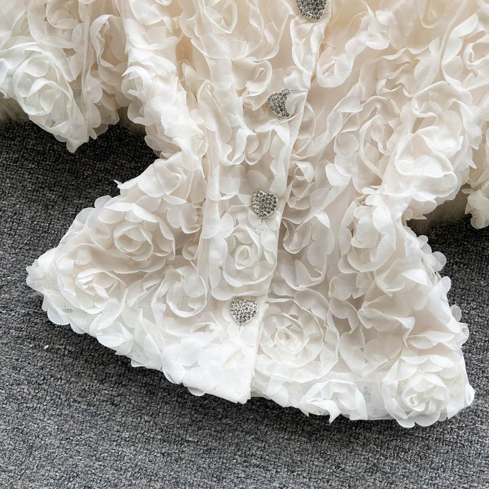 RUGOD Короткая темпераментная рубашка Niche Design Sense Mesh Flower, женская новая летняя тонкая однобортная универсальная рубашка