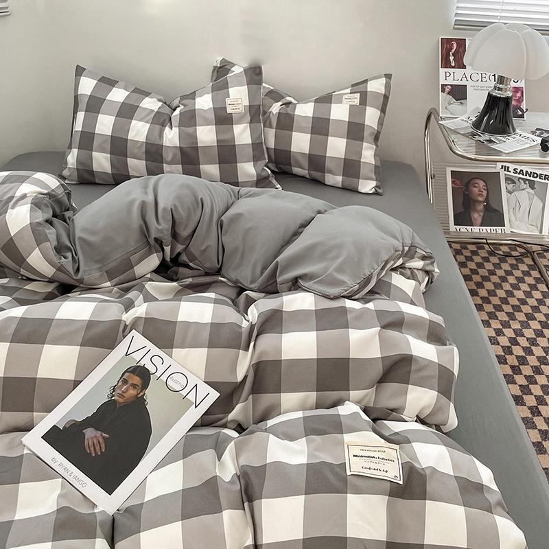 Ins Style Комплект постельного белья в скандинавском стиле, одинарный, двойной, плоский лист, пододеяльник, наволочка, мягкая микрофибра, полный размер Queen Size, постельное белье