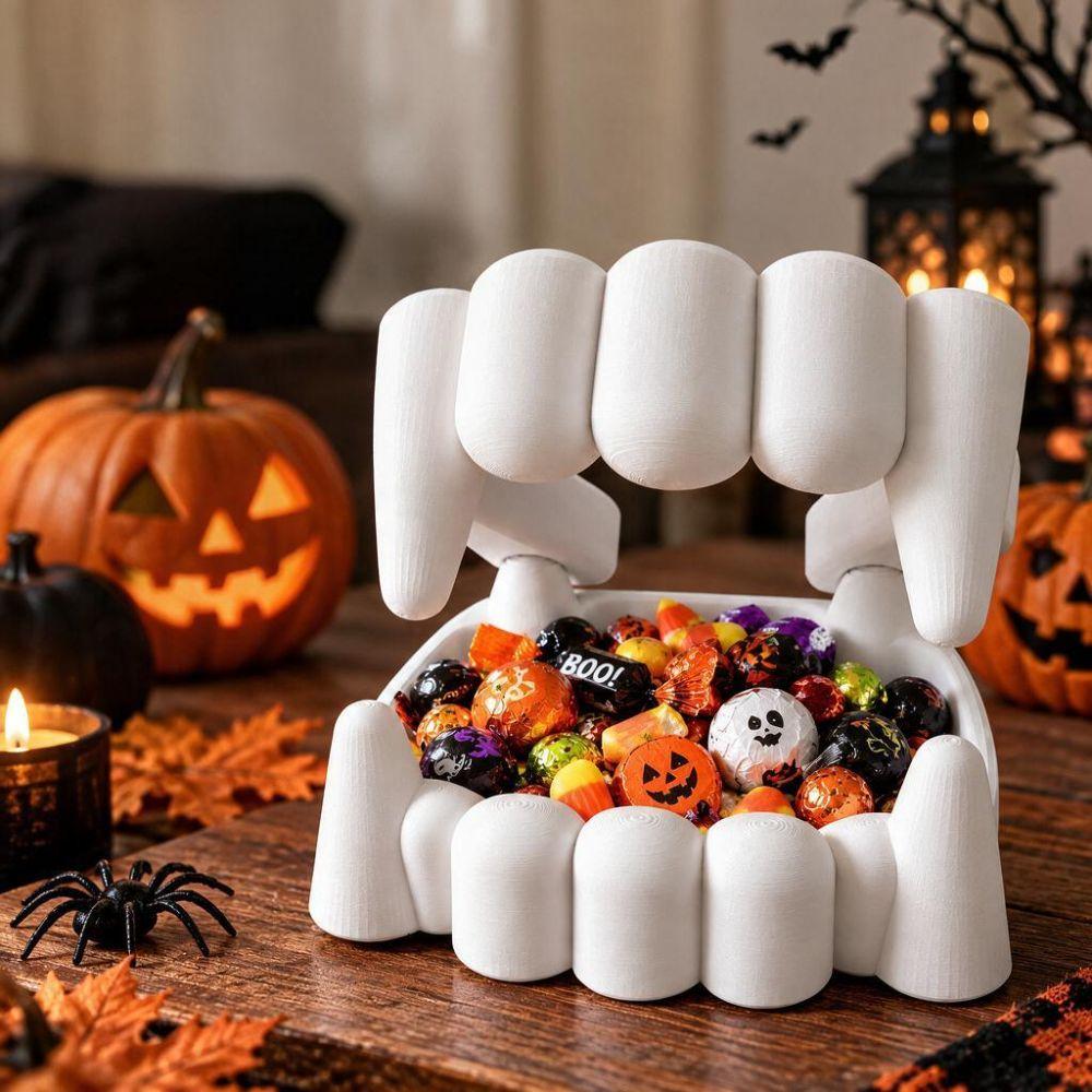 White Bloodsucker Teeth Candy Bowl 3D Printing Bloodsucker Teeth Desk Ornament  Bar