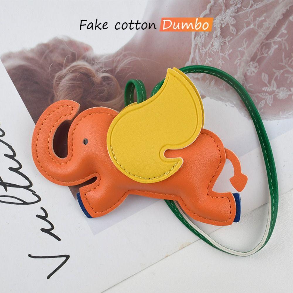 Car Keyring Flying Wings Elephant Keychain Animal Bag Pendant Cute PU Leather Hanger  Bag Ornament