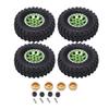 4Pcs 55mm RC Rubber Tires Aluminum Alloy Wheel Rims with Brass Combiner for Axial SCX24 124 RC