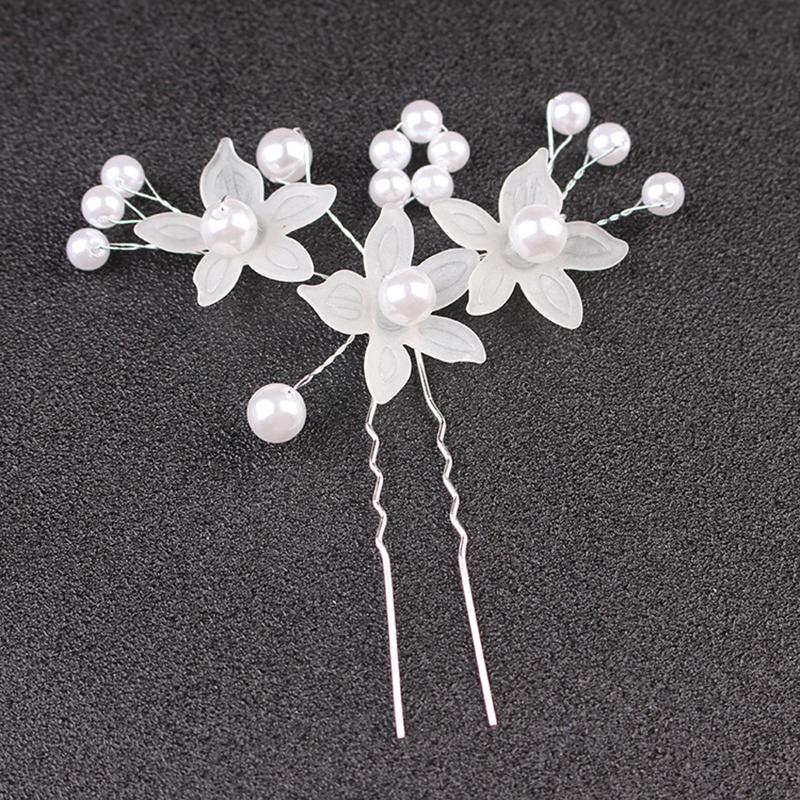 Pearl Flower Tiara, Frosted Hair Ornament, Bridal Wedding Handmade Jewelry, Pearl Hairpin