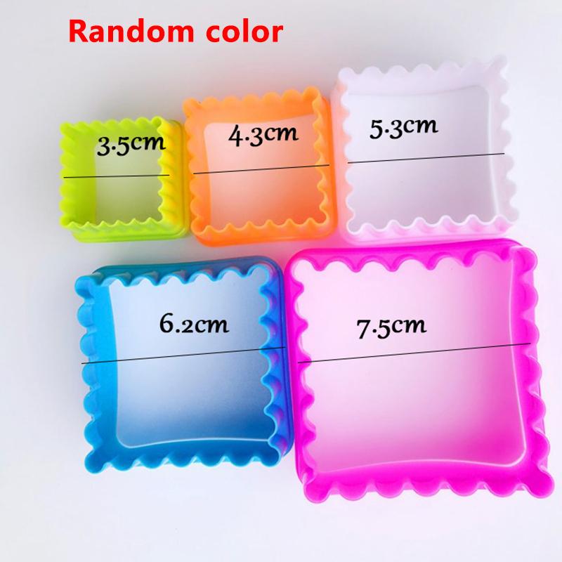 5pcs/6pcs Cookie Cutter Mould Set, Varisized, 2 Sides Round Scalloped Flower Square Shaped Biscuit Dough Molds, for DIY Baking