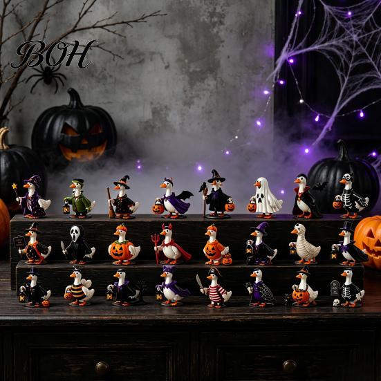 Halloween Advent Calendar Goose 2026, 24 Day Countdown with Spooky Desk Ornaments Acrylic Duck Ornaments, Collectible Gift for Kids Teen Adults