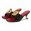 Women's Multicolor Sexy Peep Toe Metal Decor Slippers Novel Strange Style Medium Heel Slippers Hot Chick Street Trend Slippers