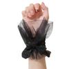 Women Wrist Cuffs Removable Bowknot Ruffled Wedding Supply Bride Dress False Sleeves Tulle Flared Sleeves
