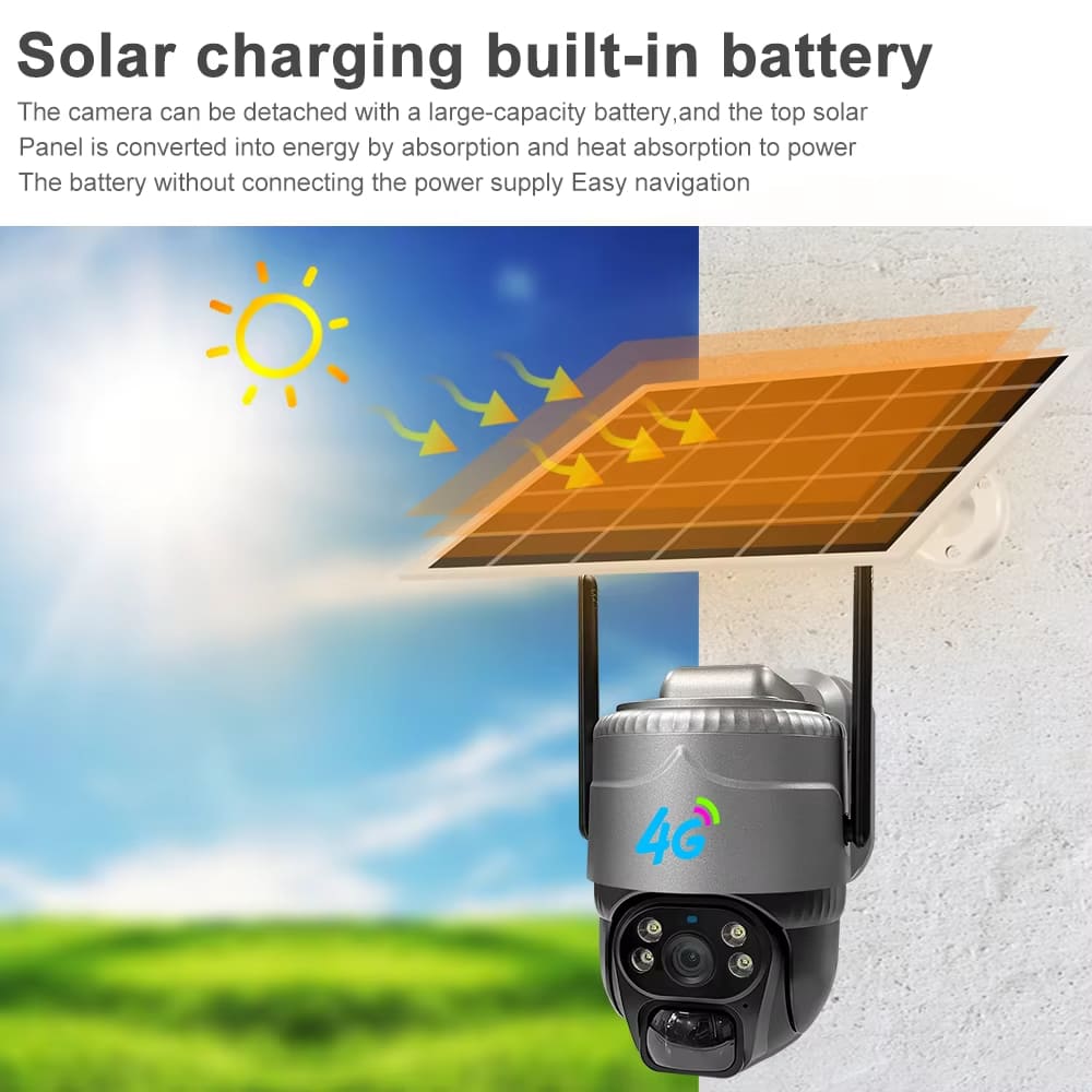 2024 V380 5MP WIFI /4G Камера Солнечная PIR Обнаружение человека Ночное видение Уличная Водонепроницаемая Безопасность Видео IP PTZ Камера Видеонаблюдение Монитор