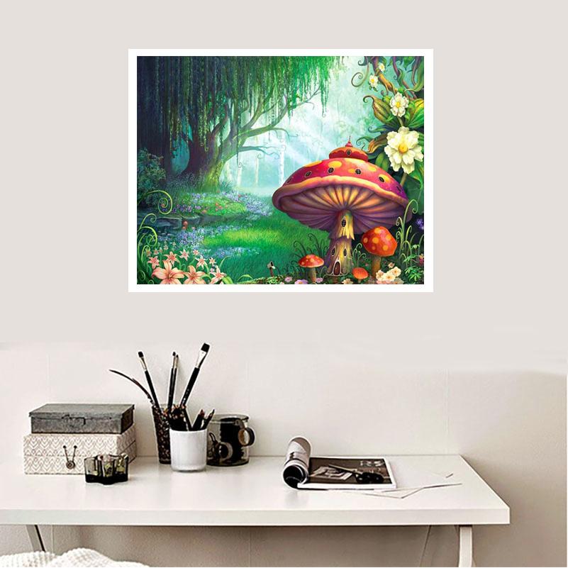 Алмазная картина Лесной гриб Вышивка крестиком Алмазная вышивка Пейзаж Алмазная мозаика Ремесла Украшение дома