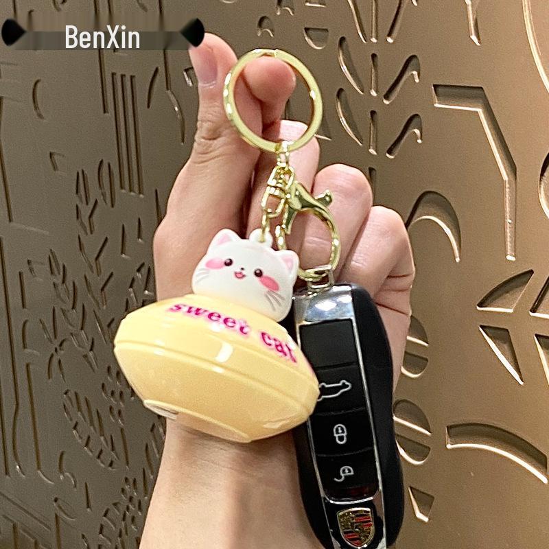 Adorable Cartoon Cat Flying Disc Keychain and Bag Charm