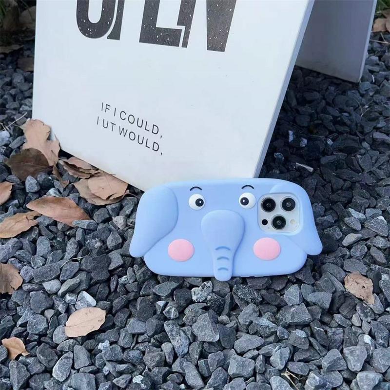 Модный милый чехол для телефона с подставкой со слоном для iPhone 15 14 13 12 11 Pro Max силиконовый чехол для iPhone 15 14 13 12 11