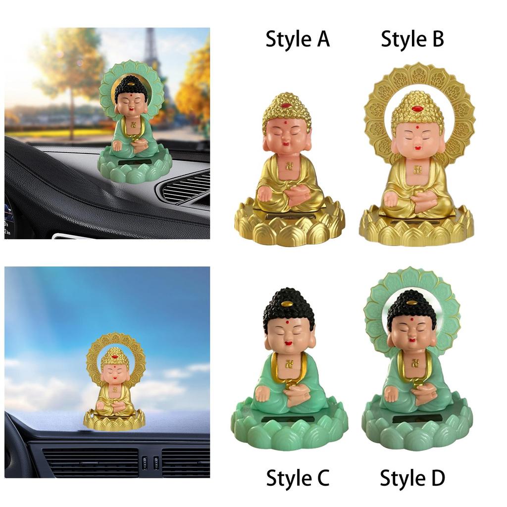 Shaking Head Buddha Miniature Car Dashboard Ornament Lifelike Buddhist Sculptures Toy Table Decoration for Home Office Decor