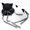 Hip Hop Bonnets Panama Hat Outdoor Streamer Fisherman Cap Summer Sun Caps Bucket Hat Cute Cat Ears