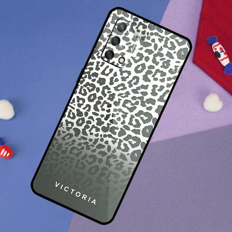 Персонализированный чехол с инициалами, кожаный леопардовый для OPPO A57S A54S A96 A76 A16 A5 A9 A53 A15 A17 A18 A58 A78 A98 A52 A72 A54 A74 A94