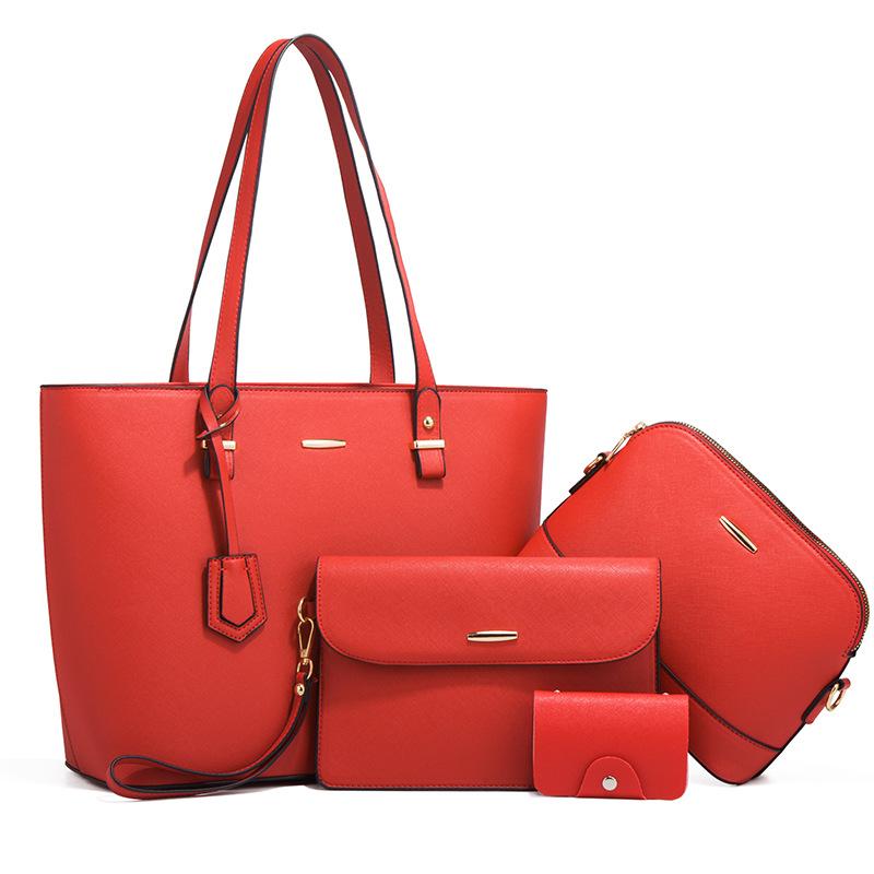 Trendy Women's Handbag Set 4-Piece Retro Top Handle Satchel Simple Elegant Crossbody Shoulder Bag Large Capacity