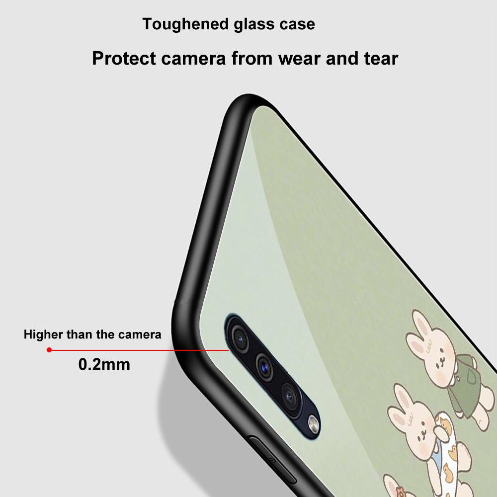 Чехол с милым кроликом и котом для Samsung Galaxy A73 A53 A33 A72 A52 A32 A22 A21 A13 A21s 5g A50, роскошный чехол из закаленного стекла