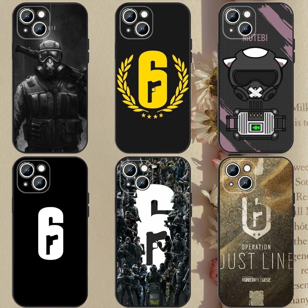 Game Rainbow S-Six S-Siege Phone Case For Apple iPhone 15,14,13,12,11,XS,XR,X,8,7,Pro,Max,Plus,mini Silicone Black Cover