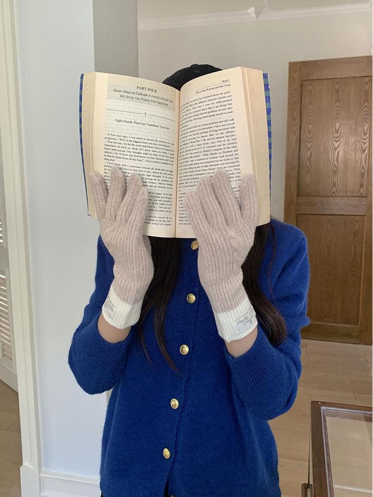 Женские длинные перчатки крупной вязки с цветными блоками для осени/зимы - Теплые, Защищающие от холода, Утепленные, для защиты рук при езде на велосипеде