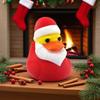 Mini Christmas Duck Figurine 3D Printed Santa Claus Hat Duck Statue Sculpture Holiday Party