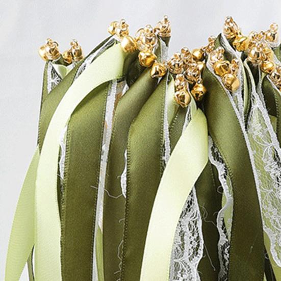 10 Pcs Fairy Wands Ribbon Lace Fairy Stick with Bells Chromatic Silky Party Streamers for Wedding Birthday Party Fovors