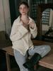 Вязаный кардиган Lenina Sola с высоким воротником_Бежевый
