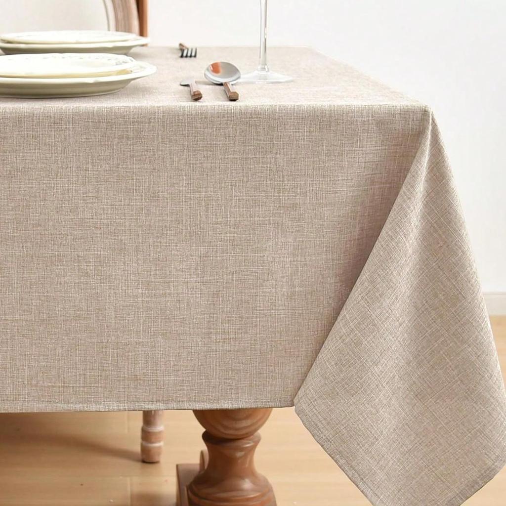 Waterproof Oil Proof Stain Resistant Wrinkle Free Linen Cotton Tablecloth For Weddings Daily Dining