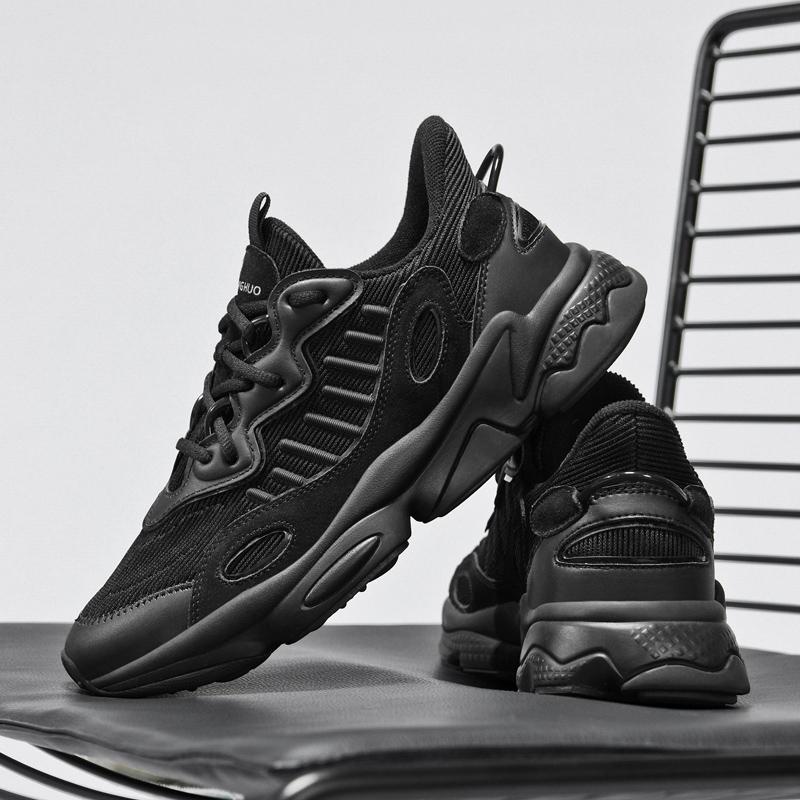 Genuine Leather Men's Chunky Running Shoes for Women Light Comfort Jogging Sports Shoes Mesh Commuting Walking Shoes Sneakeres