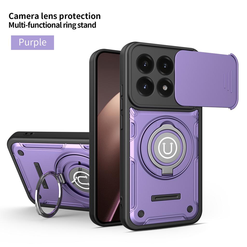 Бронированный противоударный чехол для Xiaomi 17 5G с защитой шторки камеры, металлическим кольцом-держателем, защитная задняя крышка телефона Coque Fundas