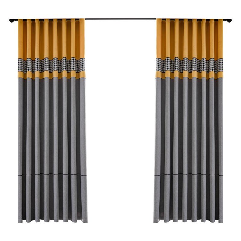 Шторы «гусиные лапки» для спальни, затемняющие гостиную, двойные открытые домашние эркеры, сплошной цвет, карниз для штор