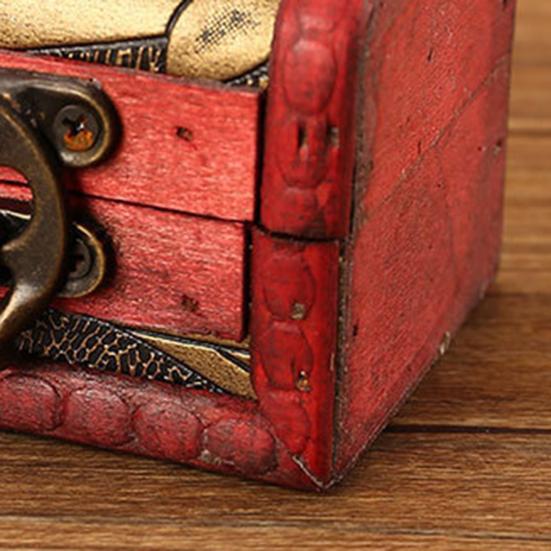 Wooden Box Vintage Style Floral Craft Old Memory Touch Jewelry Storage Wooden Treasure Case for Collection