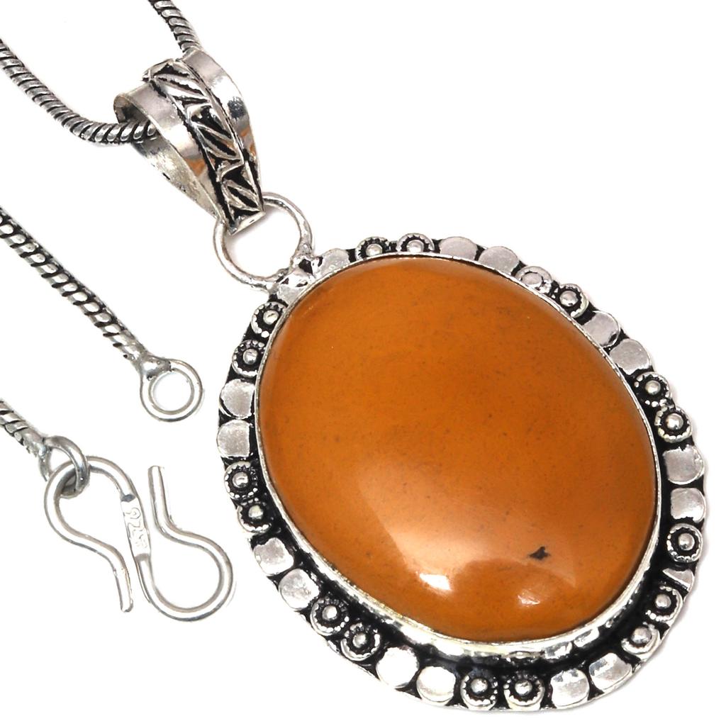Pendant Wild Horse Jasper Gemstone Valentine'Day Ethnic Silver Jewelry 2.25"