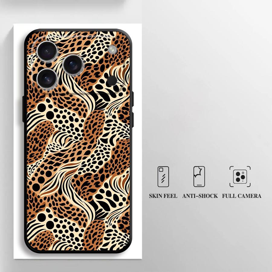 Чехол-бампер Funda с леопардовым принтом для Apple iPhone 17 Pro Max 14 16 13 15 Pro 7 8 11 12 Air XR XS MAX