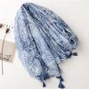 Tourist Sun Protection Shawl Bohemian Ethnic Style Sun Protection Scarf Bali Gauze Blue Banana Leaf Fringe Scarf For Women