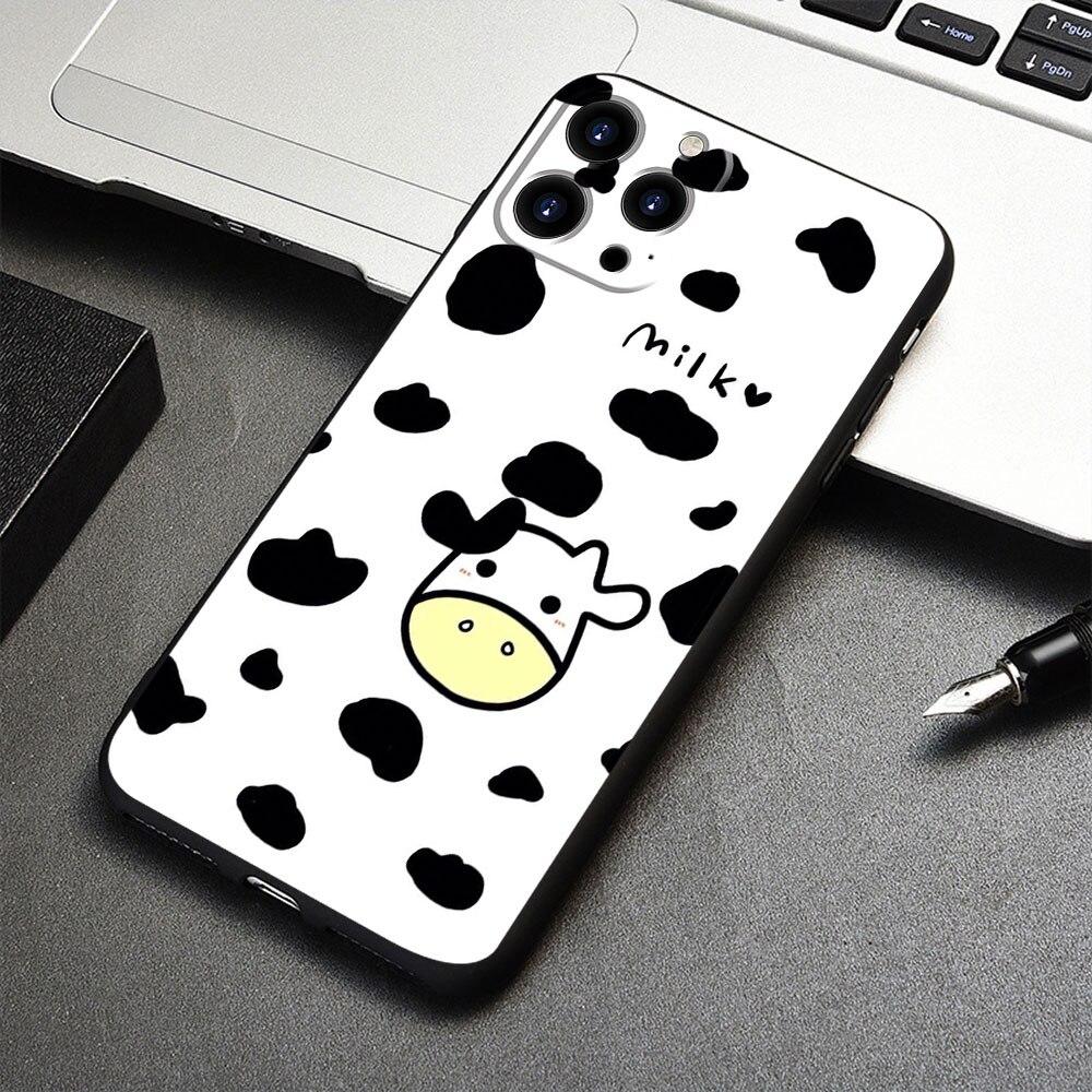 Для Apple iPhone 7 13 Pro Max 14 XR X 8 Plus 12 XS 11 5 6S 5S 6 SE Mini SE2022 Fundas Cute корова чехол Броня