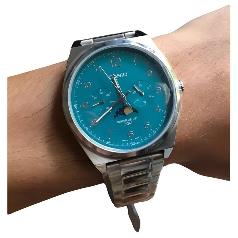 Casio СТАНДАРТНАЯ серия 50 метров водонепроницаемость кварцевый механизм стальной ремешок японские и корейские часы 40 мм мужские часы зеленый циферблат MTP-M300D-3AV