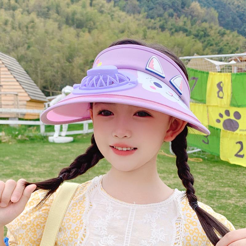 1154 Children's hat with large brim fan empty top hat for boys and girls cartoon cute outdoor sun hat