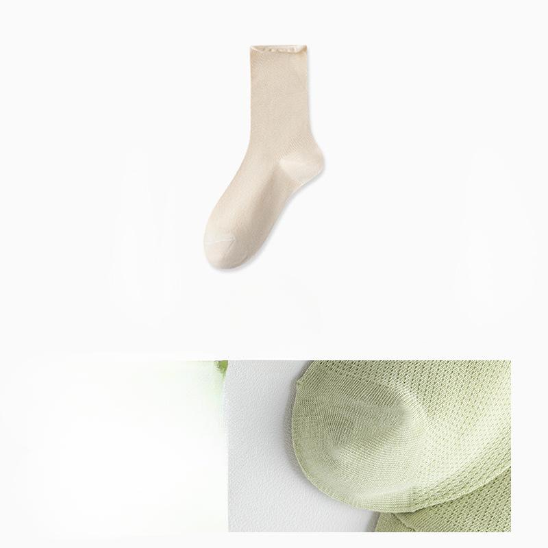 Women's Socks, Summer Thin Pure Cotton Antibacterial and Deodorizing Mid-calf Socks, Boneless Postpartum Socks