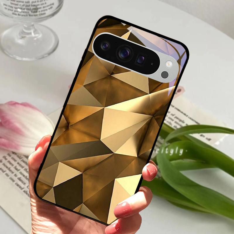 Модный Стеклянный Чехол для Google Pixel 8a Чехол Pixel8 Pro Жесткий ПК Закаленное Стекло Черный Чехол для Телефона Для GOOGLE PIXEL 8 Защитные Чехлы