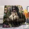 Afghan Hound and Garden,pattern Flannel Blanket, High quality Comfortable for All Seasons, Home Decor, Warmth and Comfort, Perfect for Gifts.