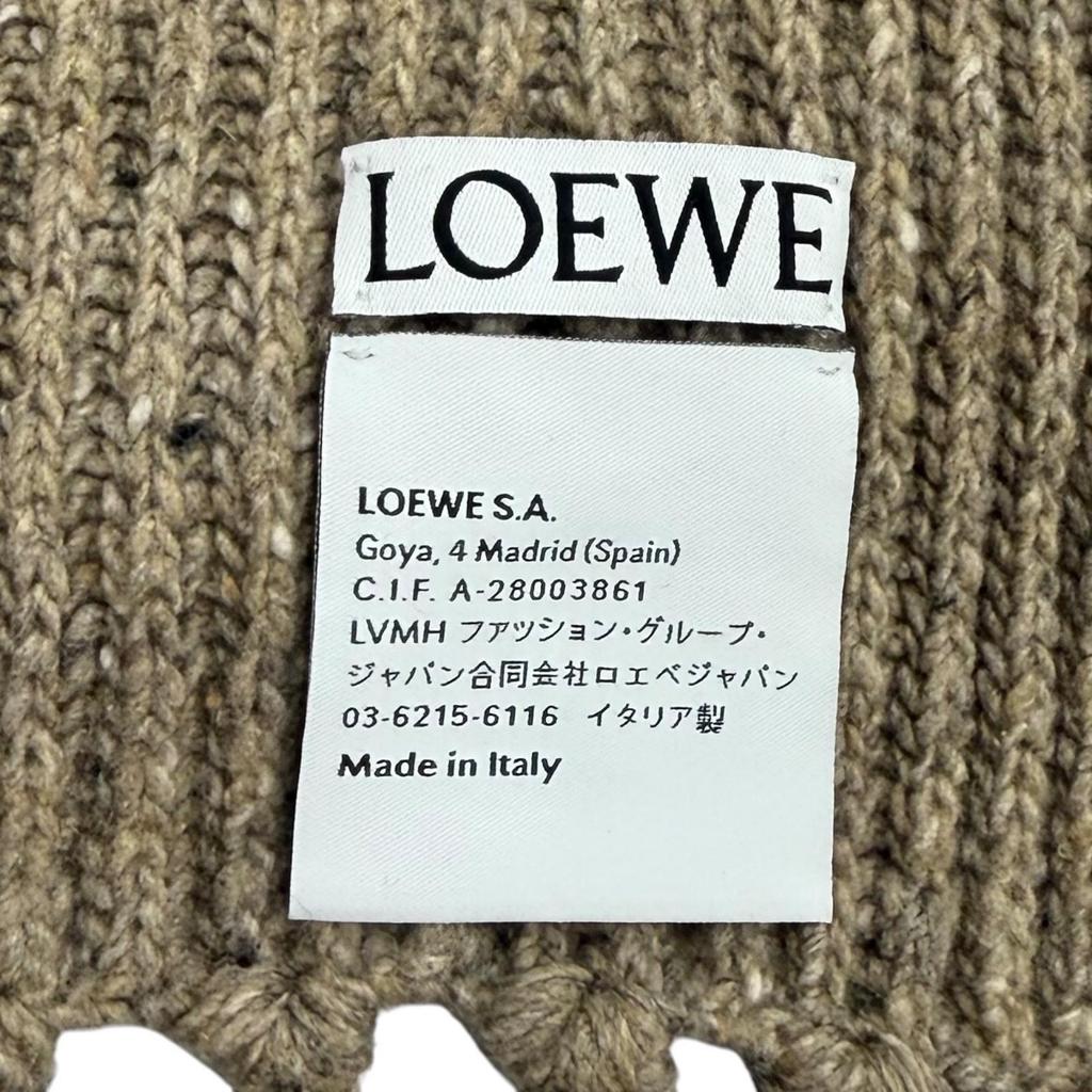Great LOEWE Scarf Brown wool Women FSA8Stainless Steel1X05 Used