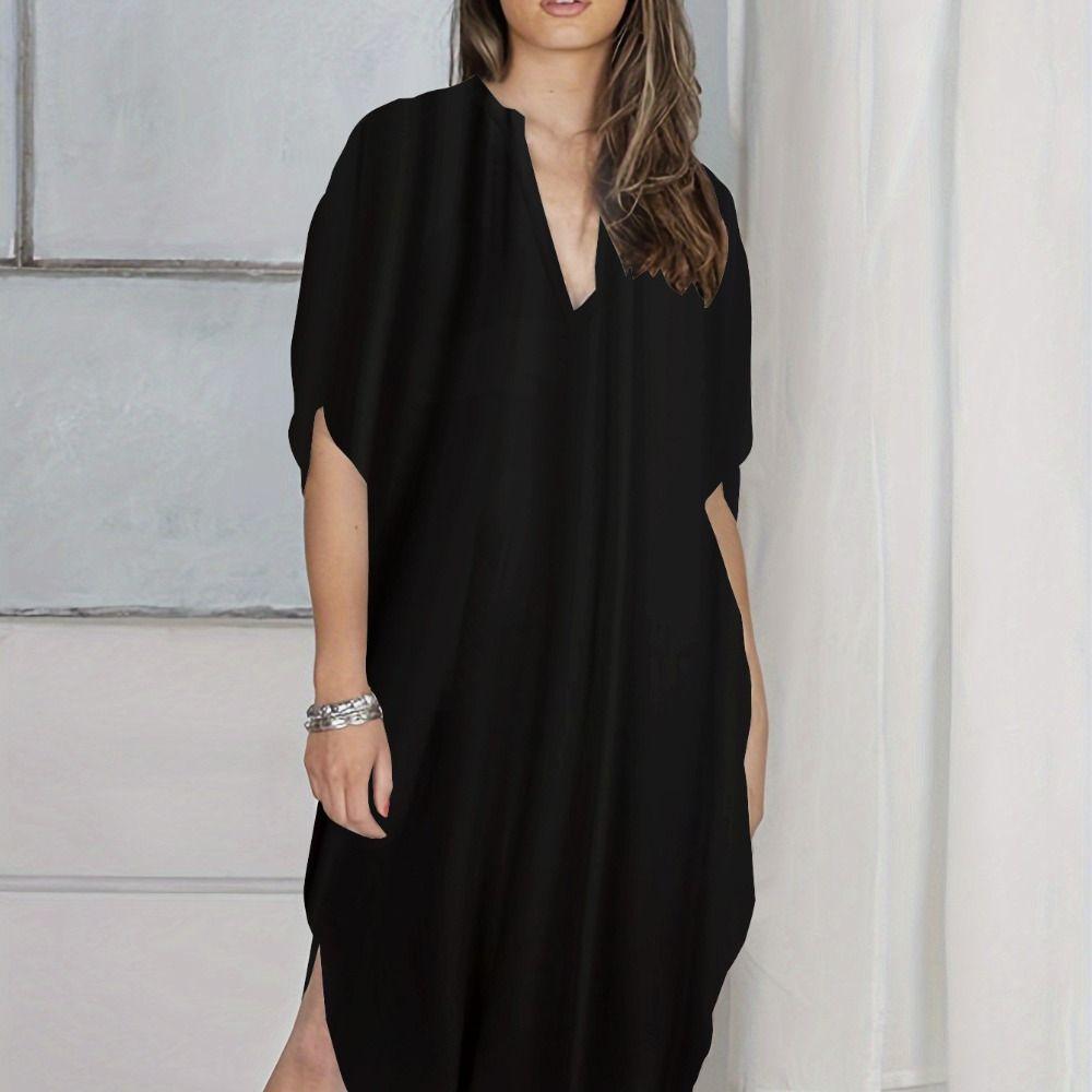 Loose Summer Sunscreen Smock V-Neck Beachwear Shirt Fashion Bikini Cover-Ups  for Women