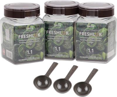 [Официальный сайт Takeya] Fresh Rock Square 1,1 л [набор из 3 шт.] Угольно-коричневый контейнер для хранения с ложкой, высокогерметичный TAKEYA