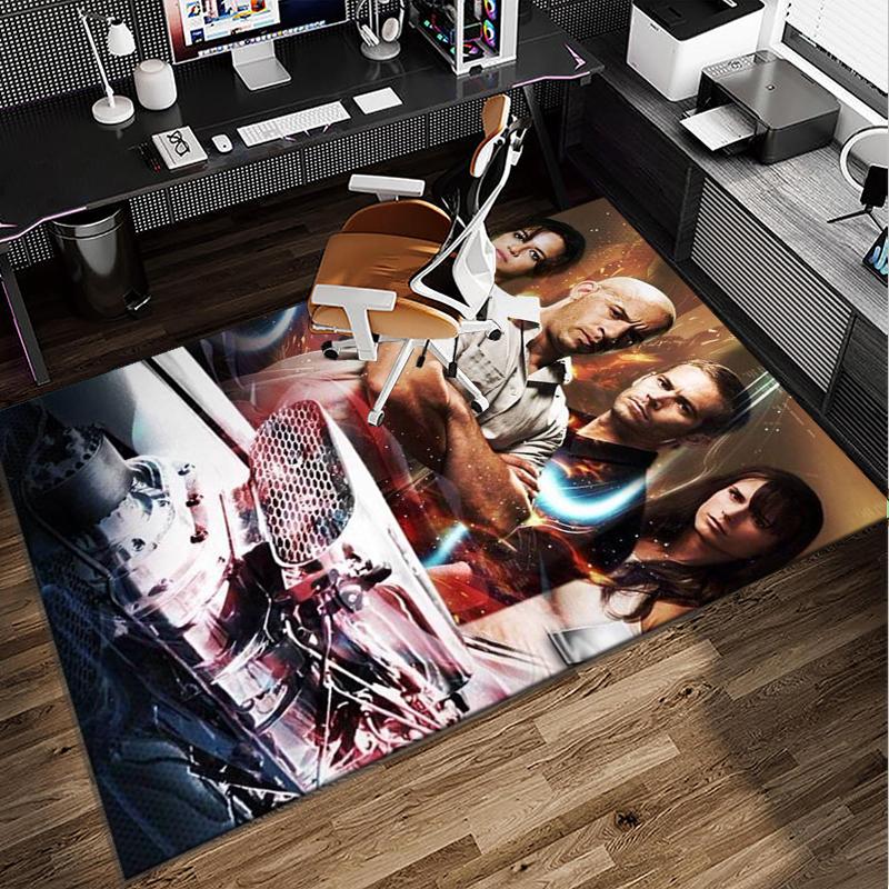 Fast And car Family Office Rug Chair Mat, Game Carpet, Suitable for Front Door, Bedroom, Living Room, Desk, Holiday Gift